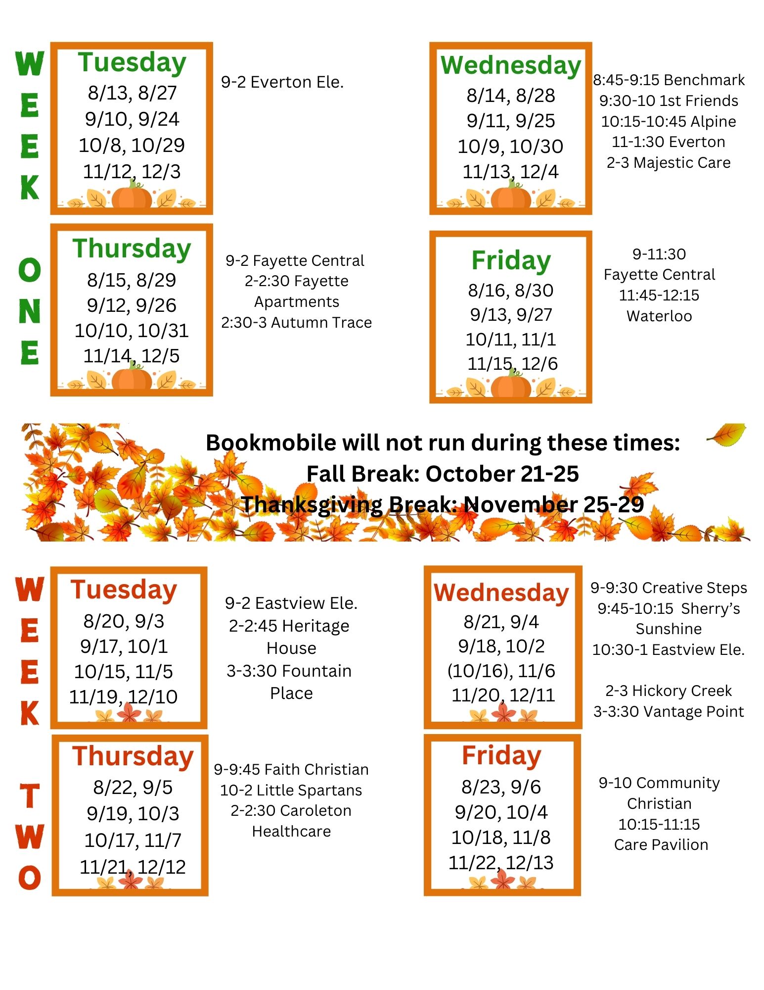 Fall BKM Schedule 2024 Lisa